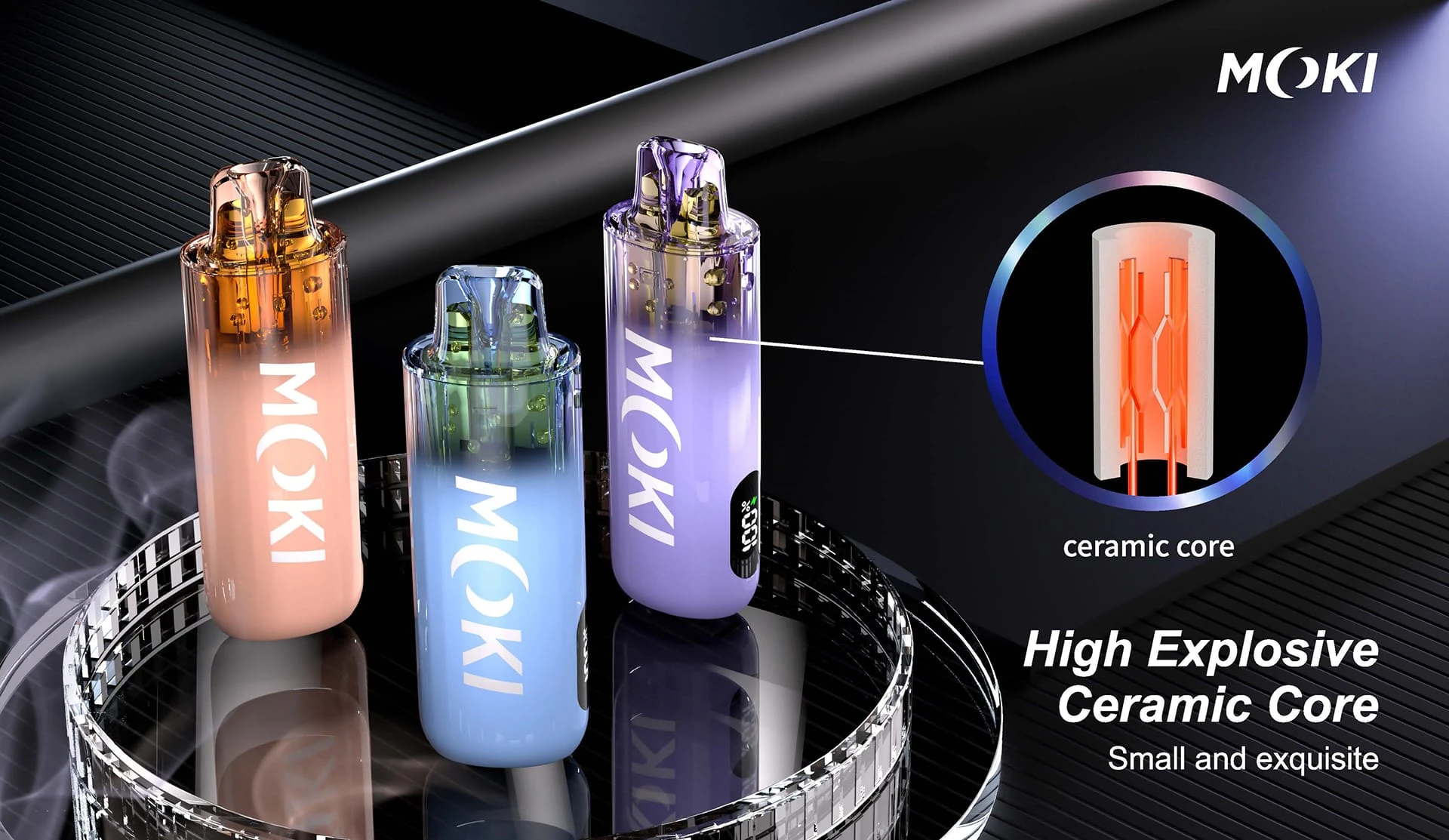 MOKI MK-M63 Vape: 12000 Puffs, 12.5W Power & Transparent E-Liquid Tank | Ceramic Coil Technology